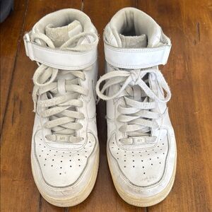 Woman White Nike Air Force High-Top Sneakers size 9.5